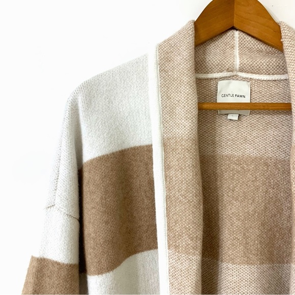 Gentle Fawn Tan and White Striped Cardigan oversized - Picture 5 of 10